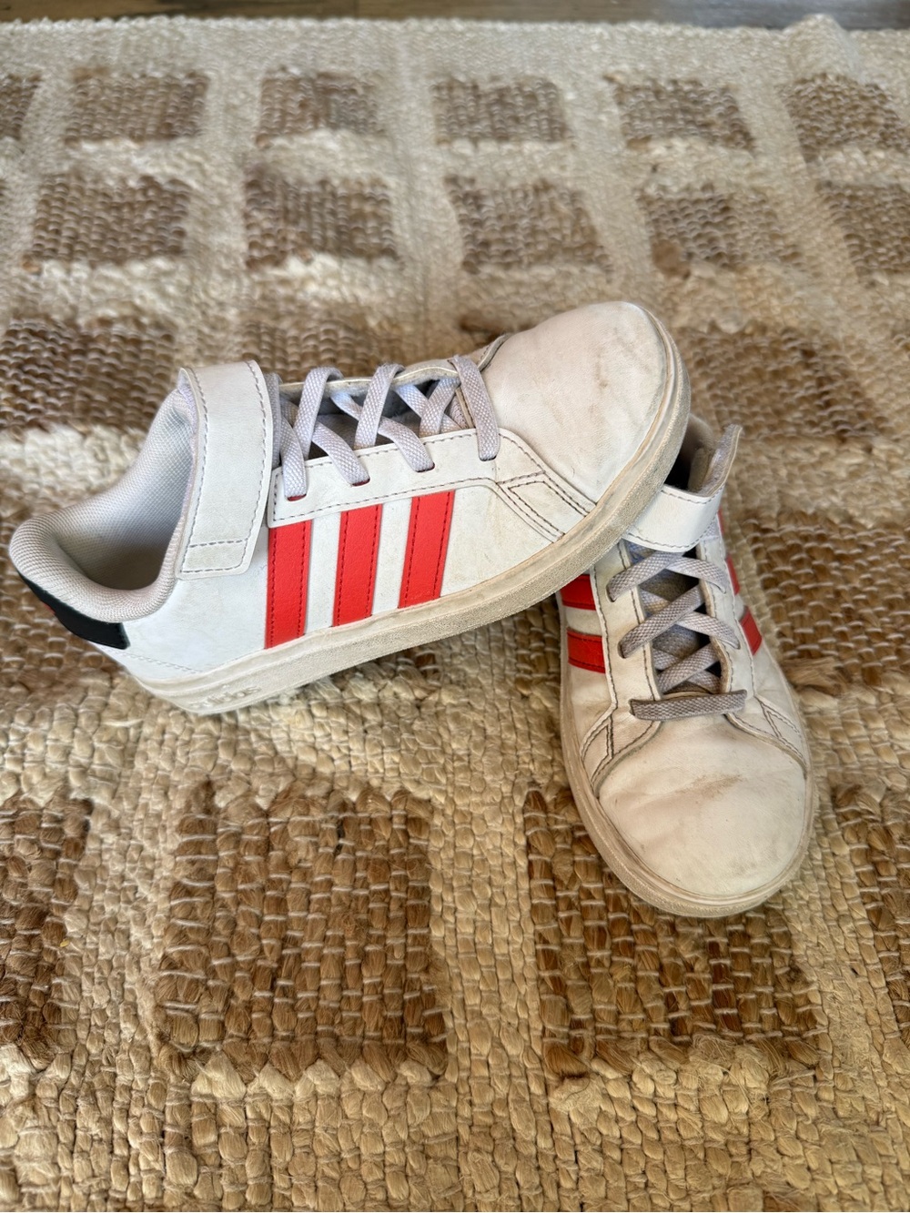 Kids Adidas with Orange-Red Stripes Sz 13